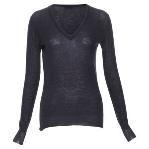 Joseph Black Cashmere Semi Sheer V Neck Sweater